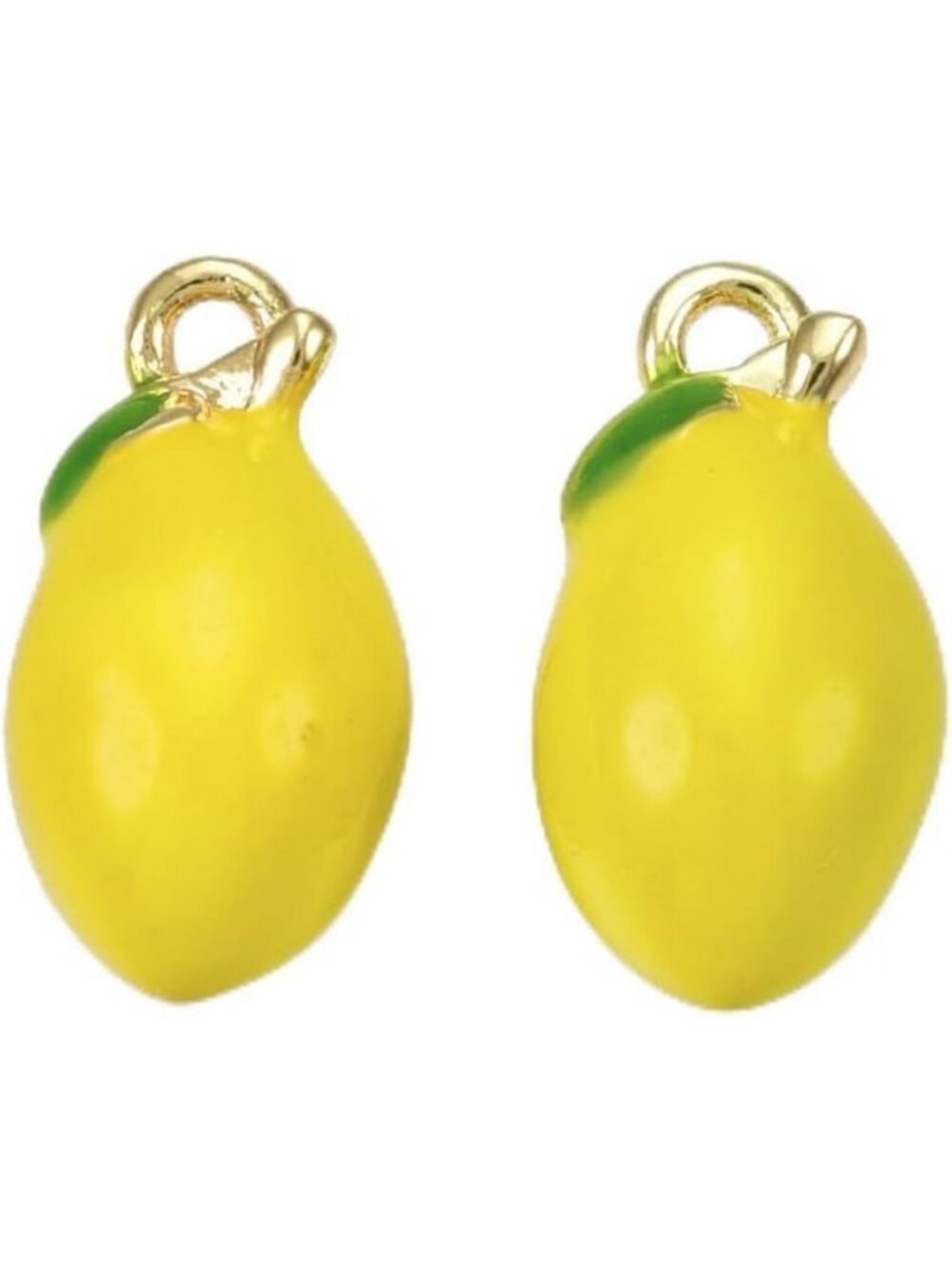 50Pcs Yellow Lemon Charms for DIY Jewelry Making, 3D Brass Fruit Pendants